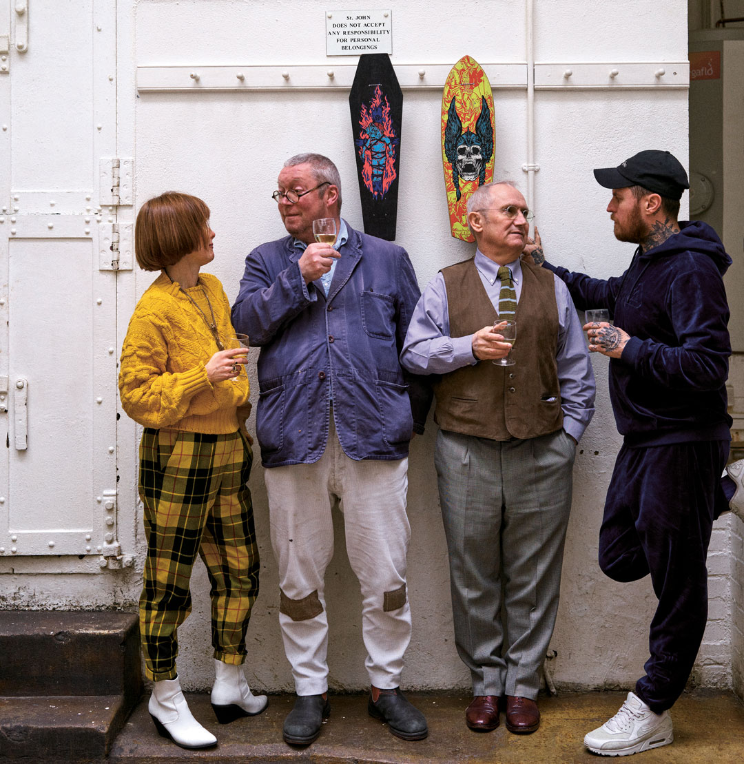 Tiernan (far right) and Kate Tiernan (far left), with St John's co-founder Trevor Gulliver (centre right) and Fergus Henderson (centre left)