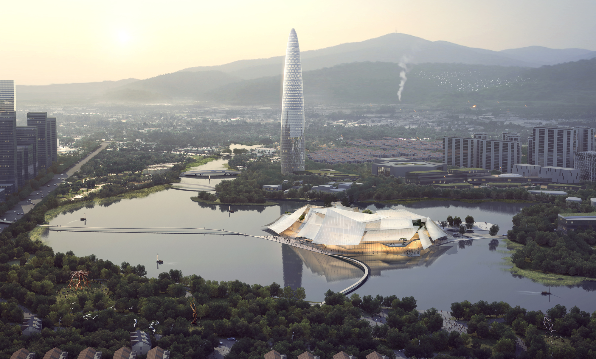 Rendering for Yiwu Grand Theatre, by MAD
