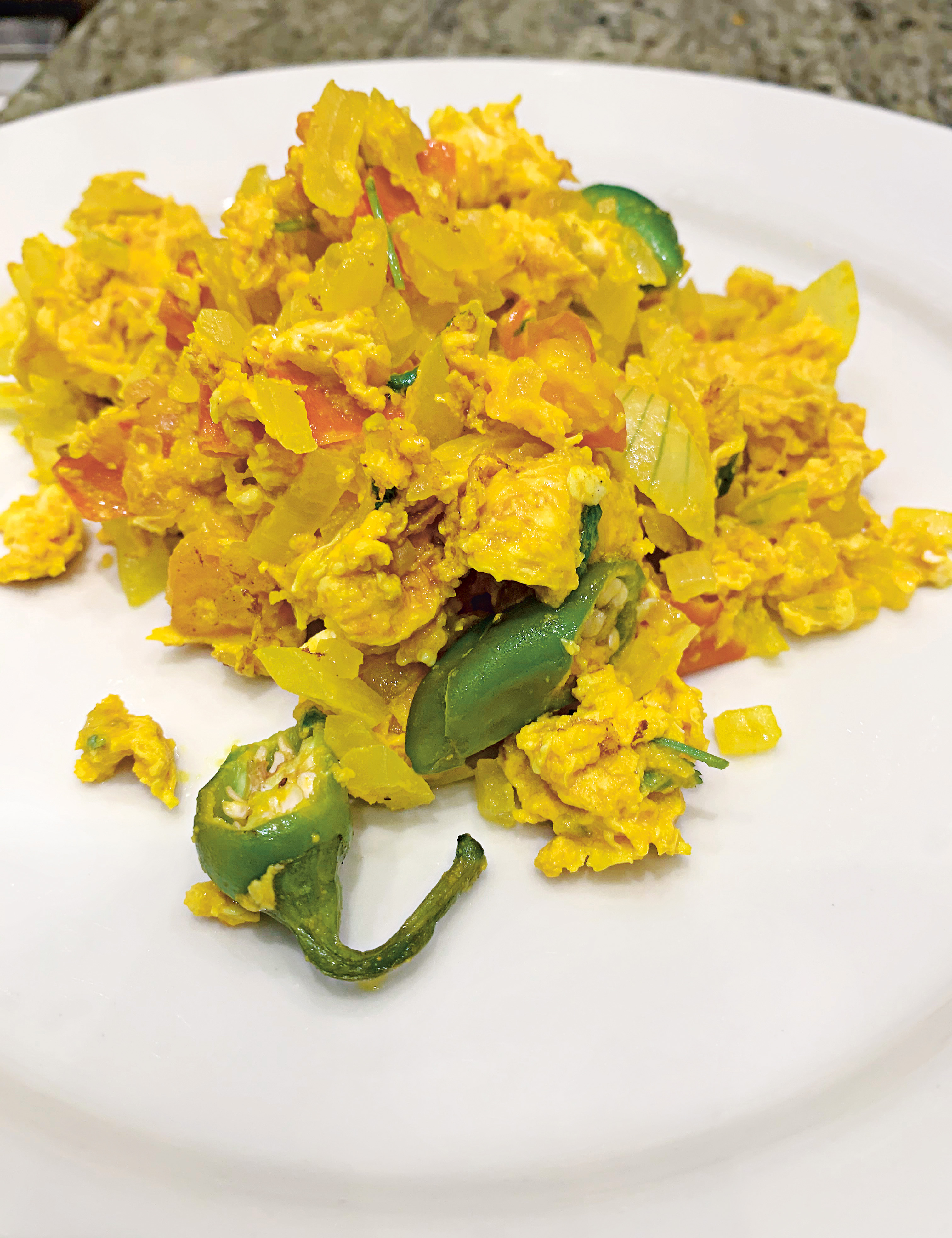 Spicy Scrambled Eggs, by Asma Khan. Photo courtesy of the chef, Darjeeling Express
