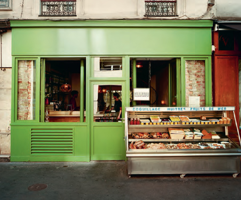 Façade of Clamato at 80 rue de Charonne, adjoining Septime. Photo by Alexandre Guirkinger 