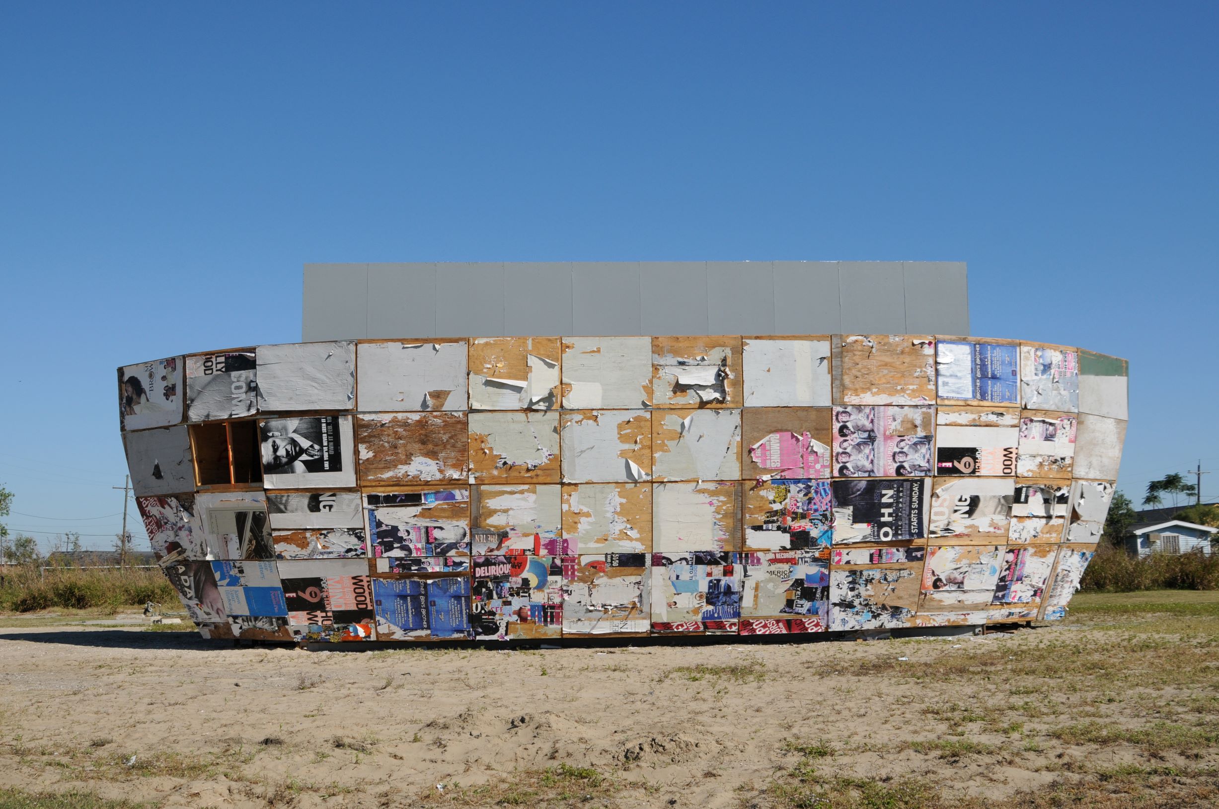 Mithra (2008) by Mark Bradford. Installation view at Prospect 1, New Orleans. As reproduced in our Mark Bradford book