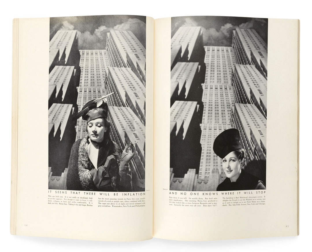 A spread from Harper’s Bazaar, Harry Emerson 1934. Collection Vince Aletti. As reproduced in Issues: A History of Photography in Fashion Magazines by Vince Aletti
