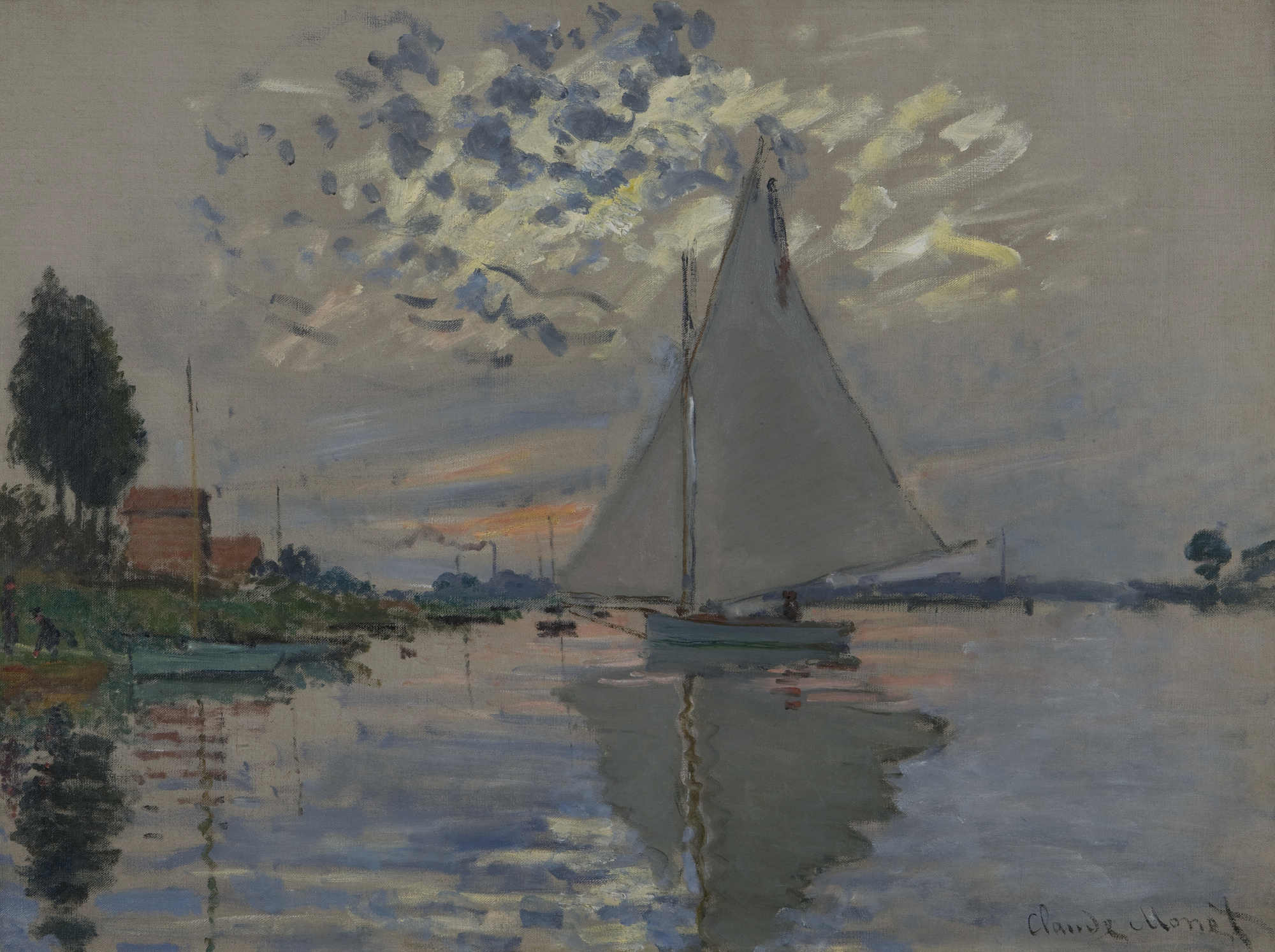 Claude Monet, Voilier au Petit-Gennevilliers (Sailboat at Petit-Gennevilliers), 1874. Oil on canvas. Photo: Courtesy the Estate of Donald B. Marron