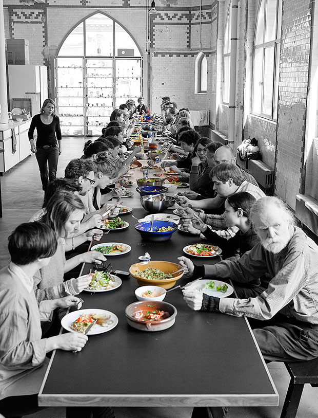 Lunch at Studio Olafur Eliasson. Photo: María del Pilar García Ayensa. © Studio Olafur Eliasson. From Studio Olafur Eliasson: The Kitchen