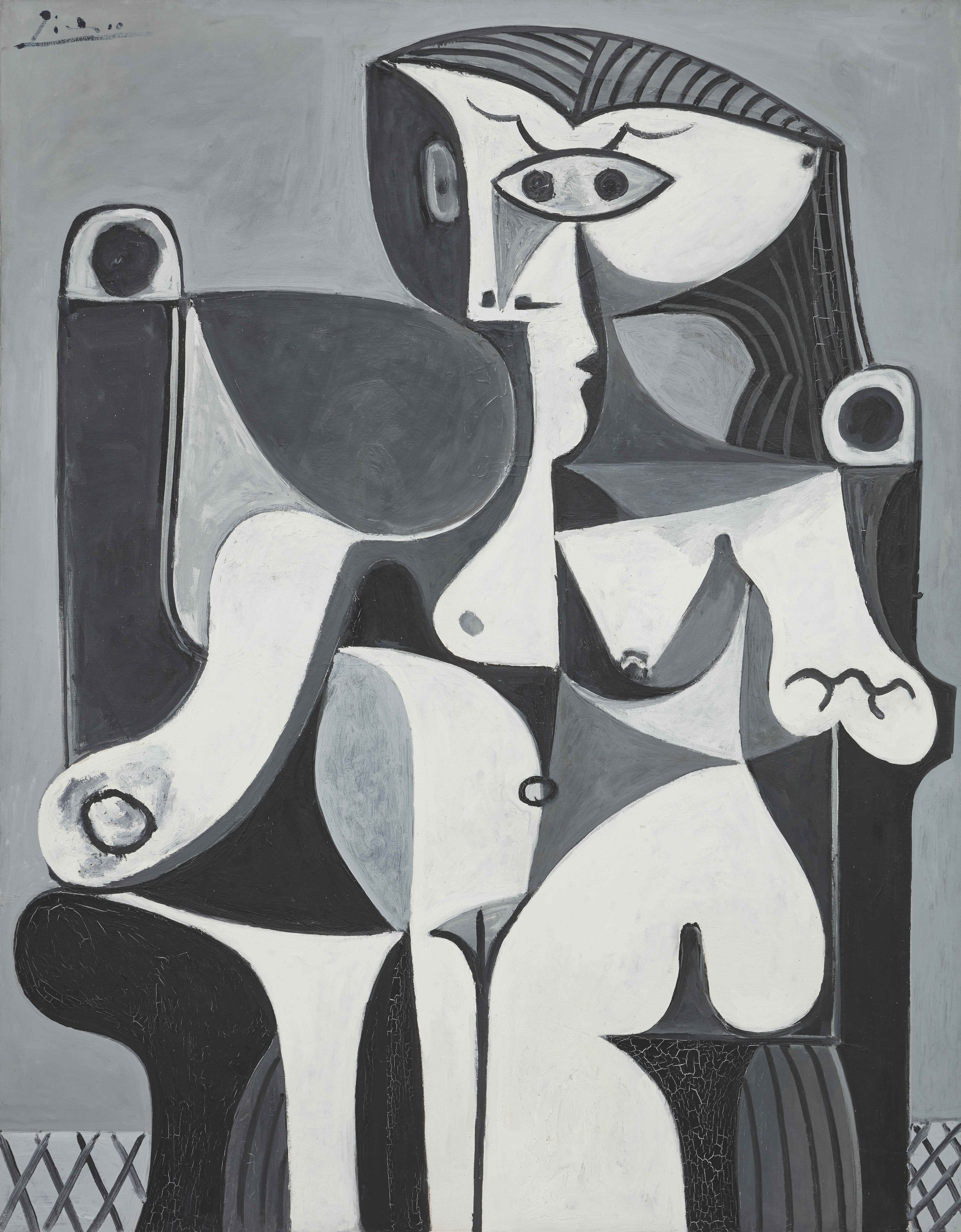 Pablo Picasso. Femme assise (Jacqueline), May 13–June 16, 1962. Oil on canvas © 2021 Estate of Pablo Picasso/Artists Rights Society (ARS), New York. Photo: Kent Pell
