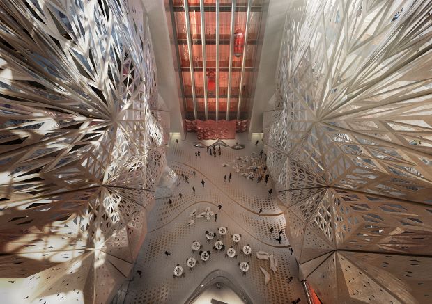 The atrium at the City of Dreams Hotel Tower, Cotai, Macau by Zaha Hadid Architects