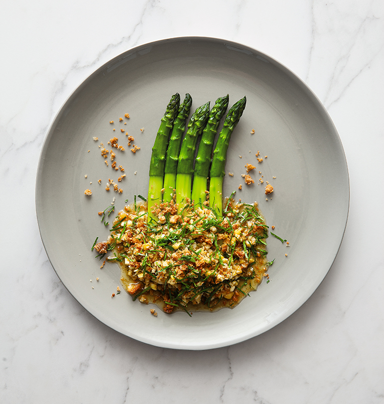 Poached Asparagus à La Flamande. Photography: Rick Poon 