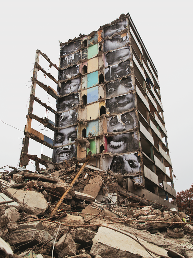 069 Portrait of a Generation: B11, Destruction #2, Les Bosquets, Montfermeil, France, 2013. From JR: Can Art Change The World?