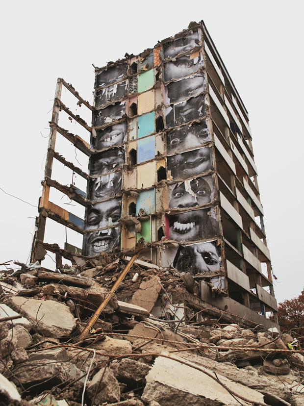 069	Portrait of a Generation: B11, Destruction #2, Les Bosquets, Montfermeil, France, 2013. From JR: Can Art Change The World?