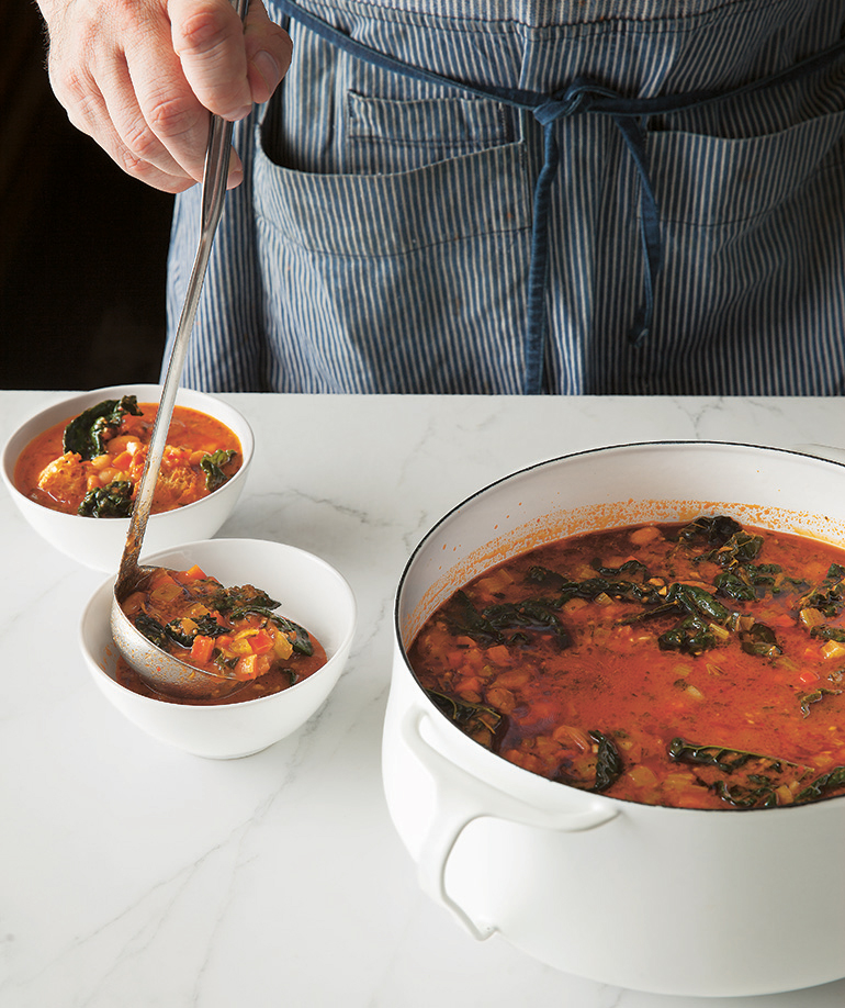 Rustic yellow-eye bean stew and torn bread. Photography: Rick Poon