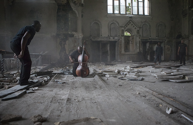 Theaster Gates and the Black Monks of Mississippi perform inside St Laurence Church, Chicago, 2014. As reproduced in our new Contemporary Artist Series book