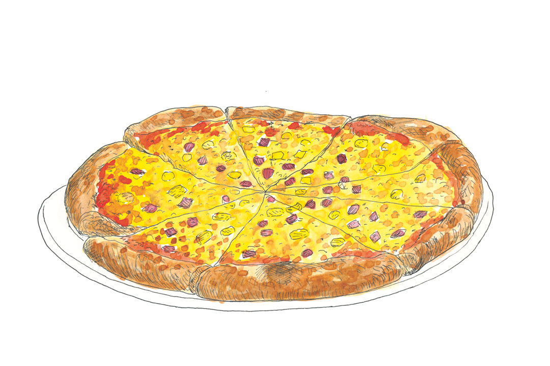 Hawaiian Pizza, created by Sam Panopoulos at Satellite Restaurant in Canada in 1962. As featured in Signature Dishes that Matter