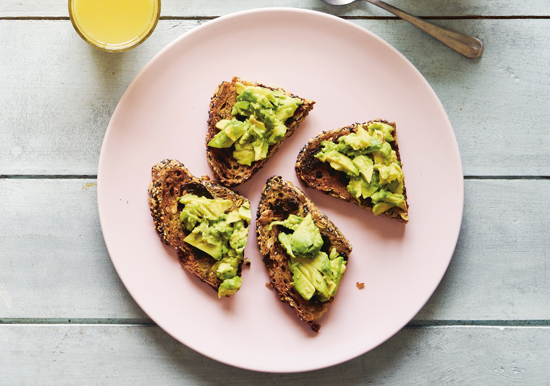 Toast with Vegemite and avocado, as featured in Breakfast: The Cookbook