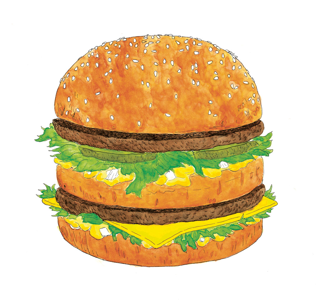The Big Mac, from Signature Dishes that Matter. Illustration Adriano Rampazzo