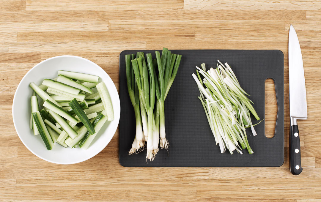 The vegetables for Jane Hornby's crispy duck pancakes