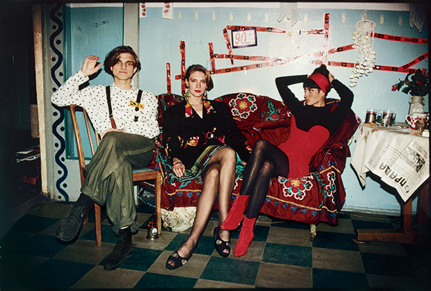 Christy Turlington in Yohji Yamamoto, Konstantin Goncharov, and Irina Kuksenaite; hair, Oribe; makeup, Sonia Kashuk; USSR 1990. Photograph by Arthur Elgort