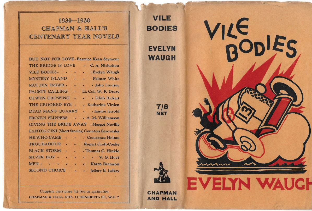 Vile Bodies dust jacket (1930) by Evelyn Waugh