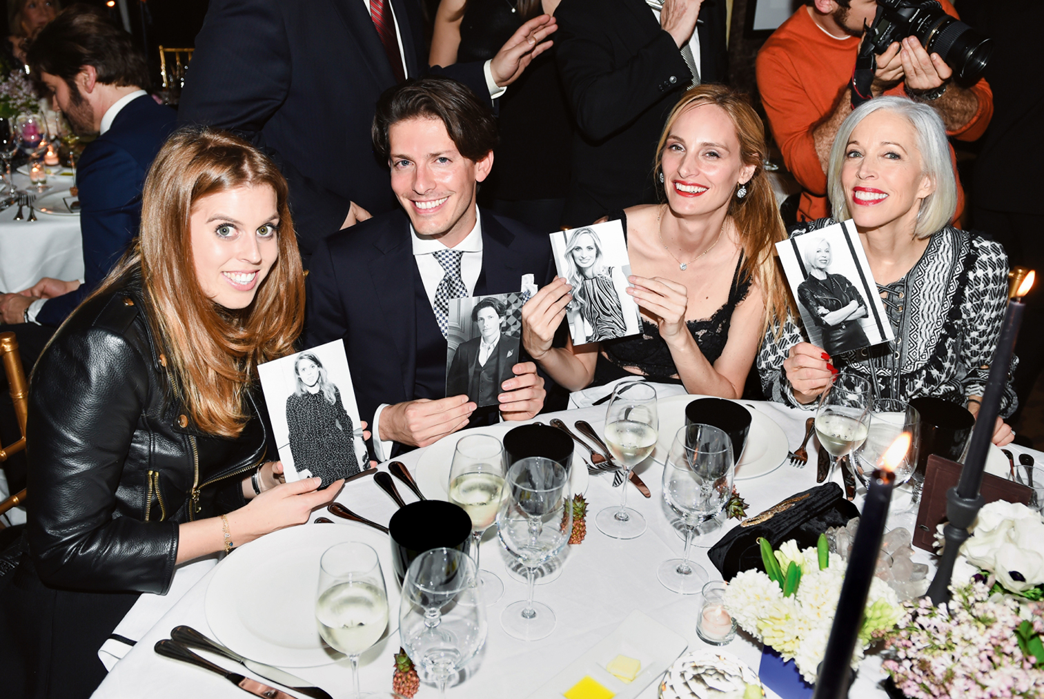 Princess Beatrice of York, Edgardo Osorio, Lauren Santo Domingo, and Linda Fargo at the Aquazzura dinner