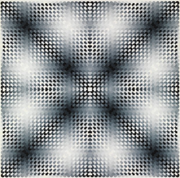Monobloc No. 1, (1966) by Edwin Mieczkowski. From Eye Attack - Op Art and Kinetic Art 1950-1970