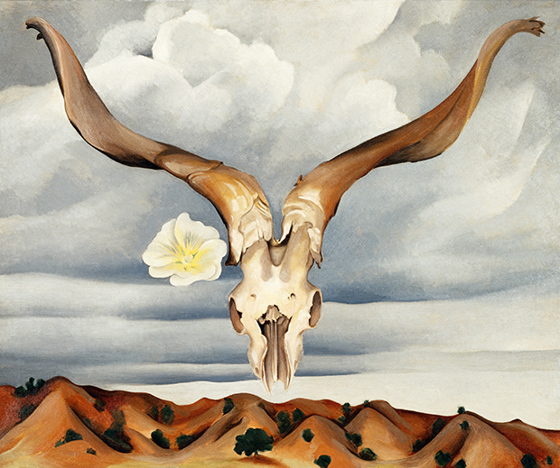 Ram’s Head, White Hollyhock-Hills, 1935, oil on canvas, 76.2 × 91.4 cm (30 × 36 in), Brooklyn Museum, New York
