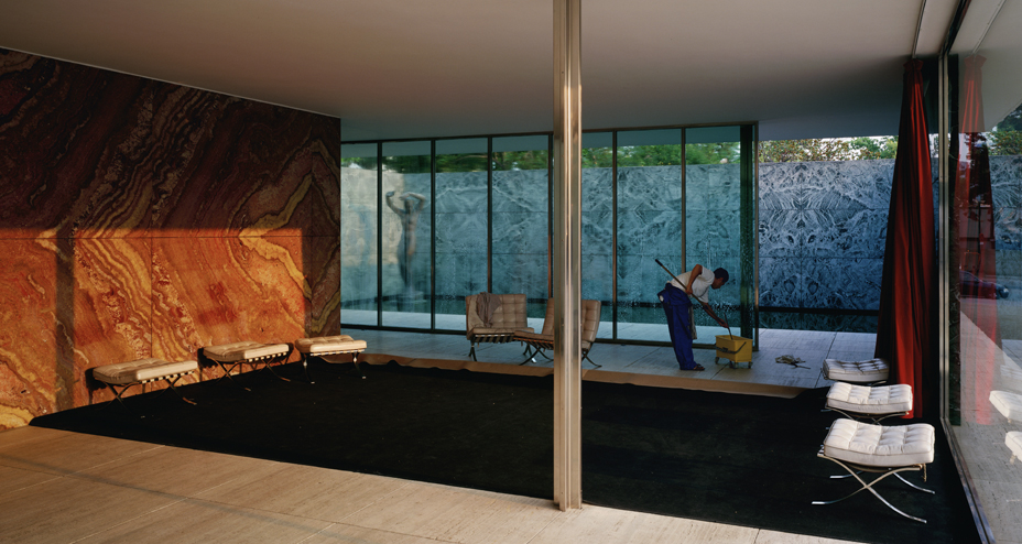 Morning Cleaning (1999), Mies van der Rohe Foundation. Barcelon, Spain by Jeff Wall. As reproduced in our Jeff Wall monograph.