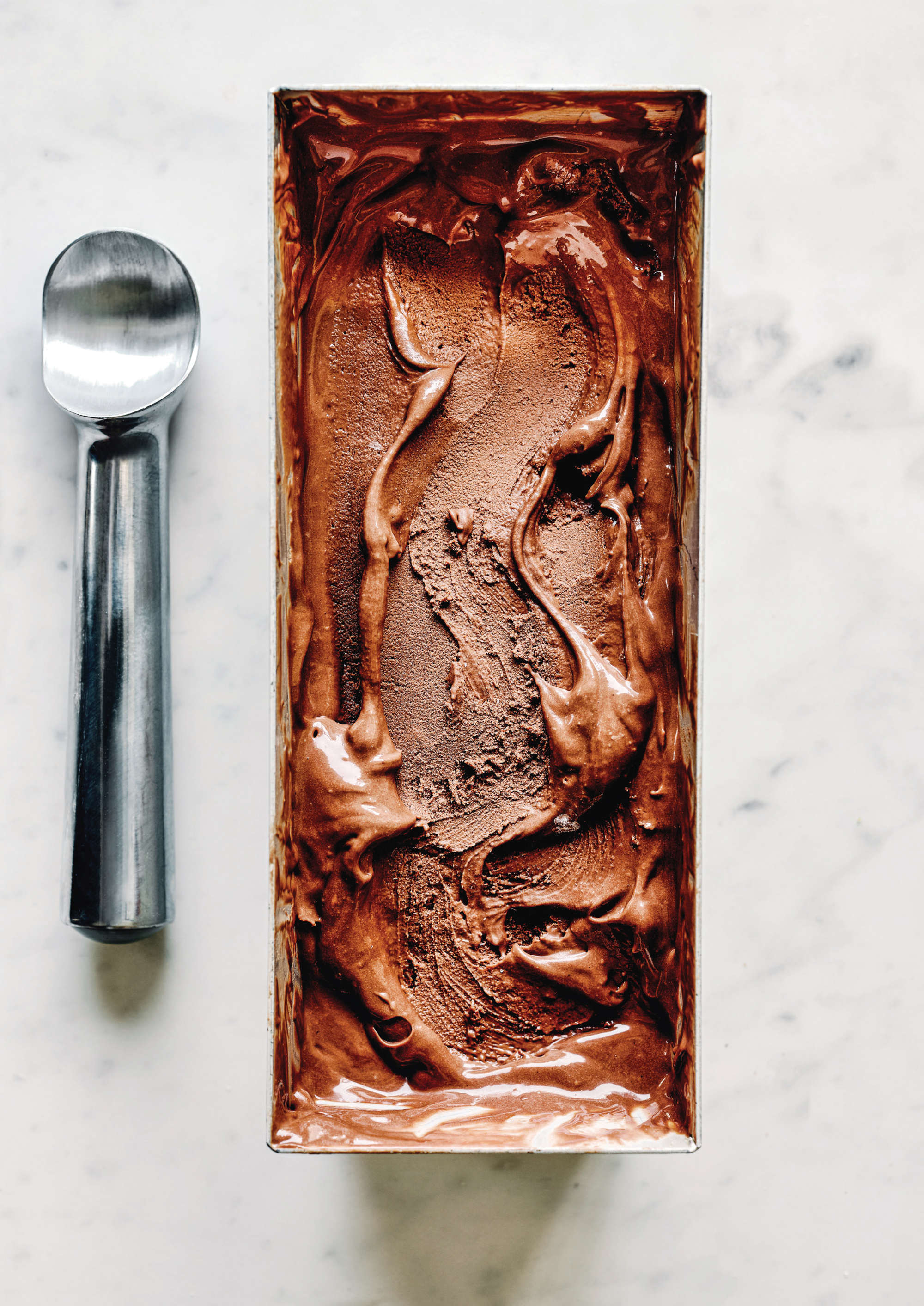 Dark chocolate and tahini ice cream. Photography: Liz and Max Haarala Hamilton