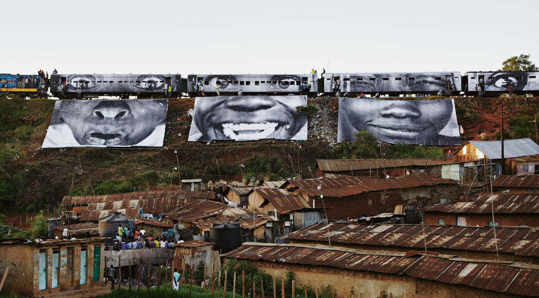 Train passing, Kibera, Kenya, 2009