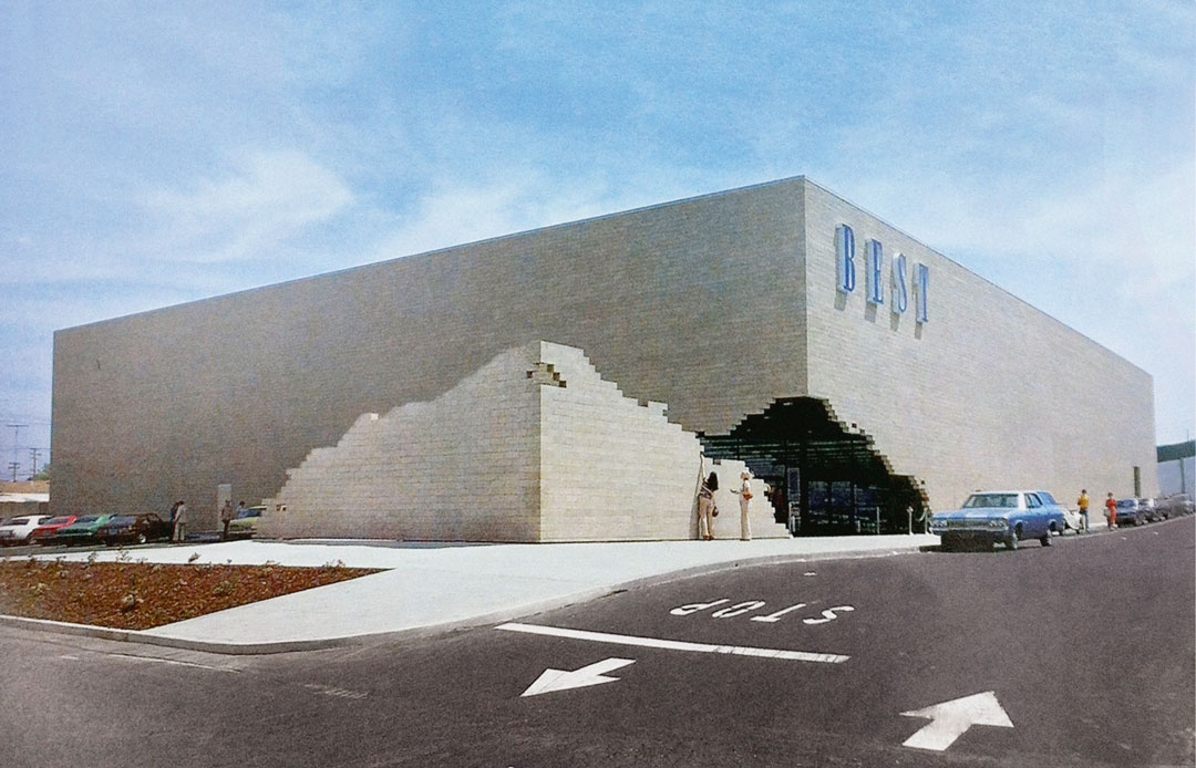 SITE, James Wines: Best Products Showroom, Miami, Florida, USA, 1979. Image courtesy of © James Wines / SITE, as reproduced in Postmodern Architecture: Less is a Bore