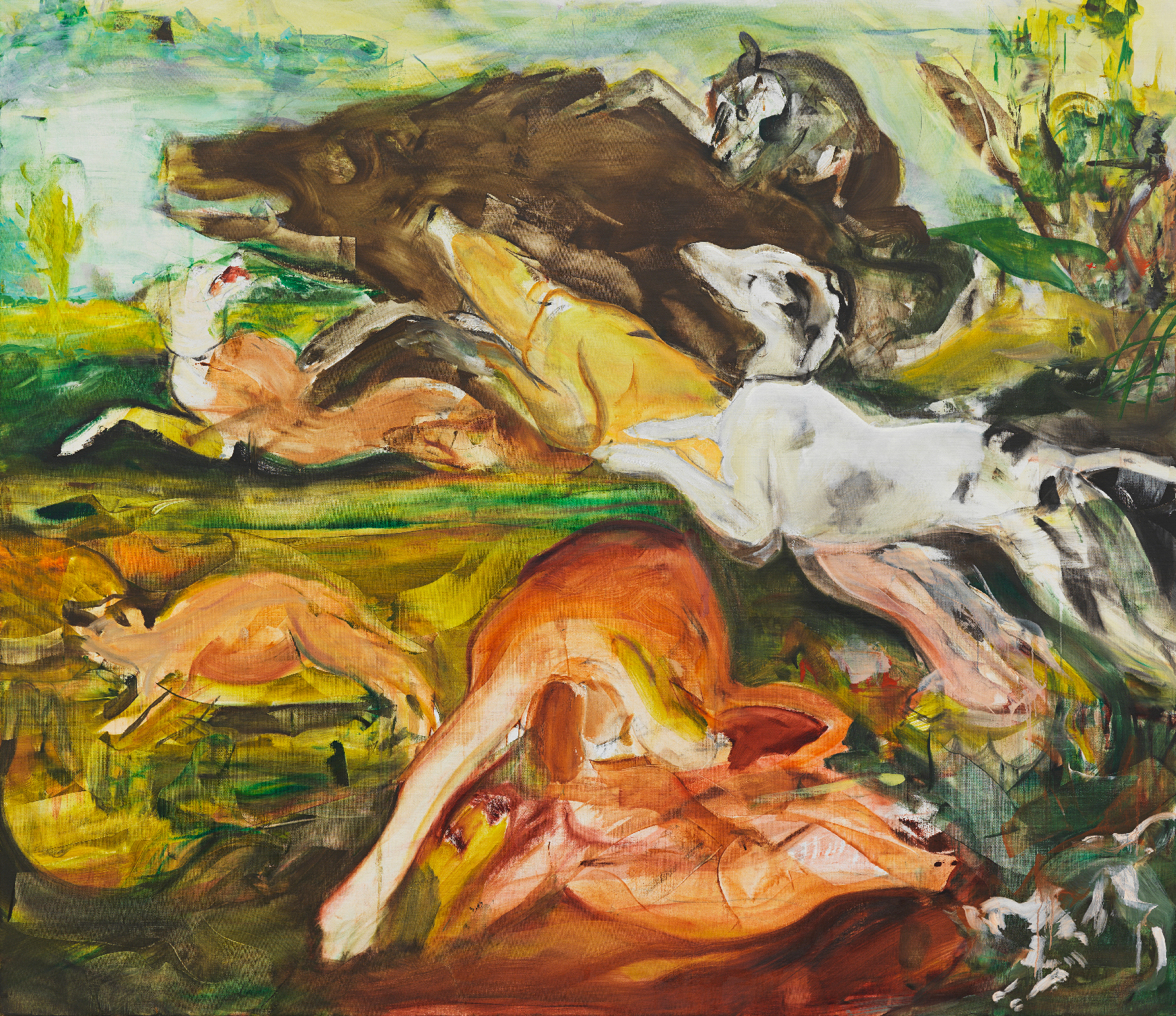 Cecily Brown, Hunt (after Frans Synders), 2019, oil on linen, 155 x 180 cm