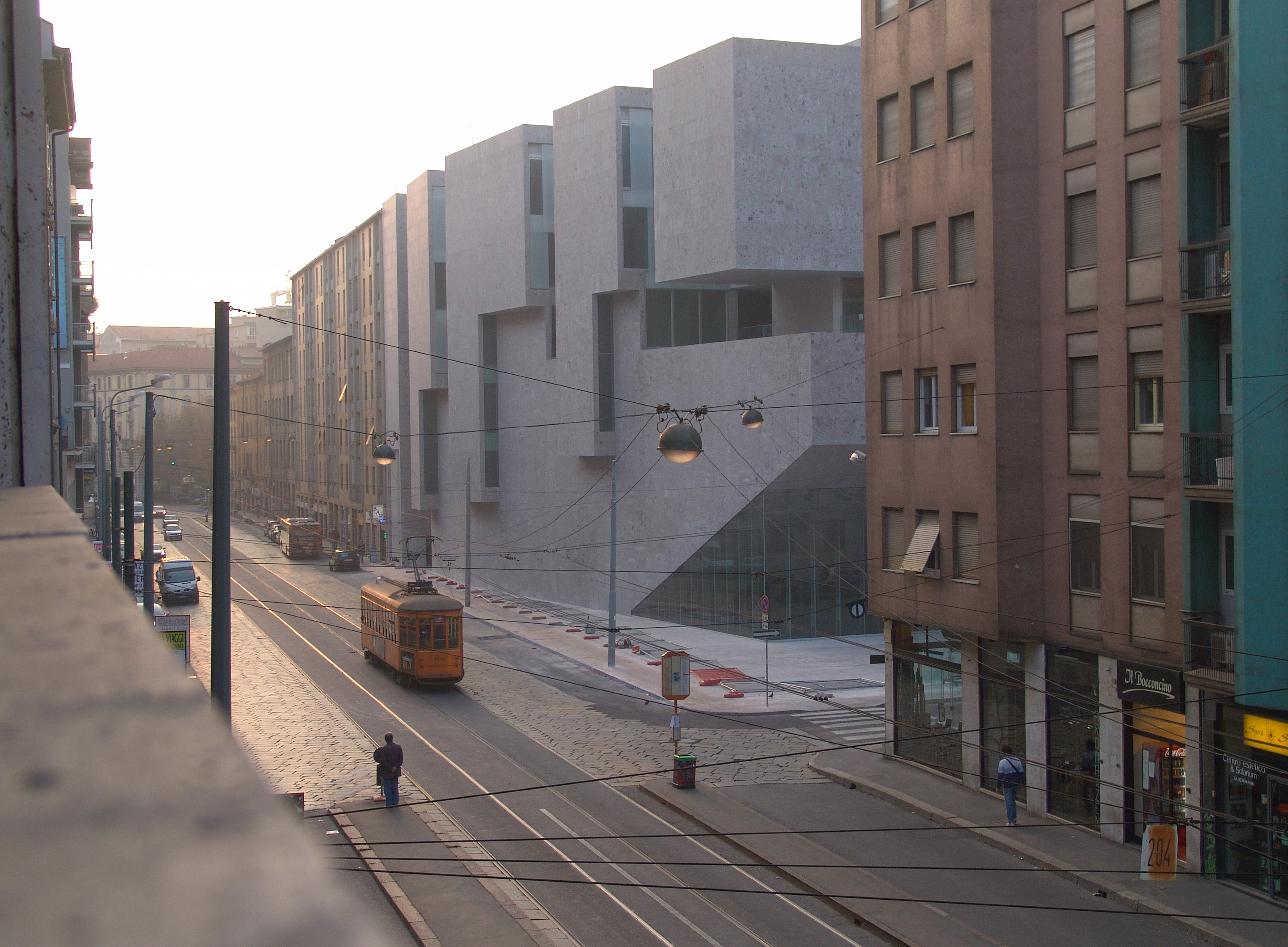 Università Luigi Bocconi, Milan, Italy, Grafton Architects, 2002–8; corner view during construction. Picture credit: Federico Brunetti