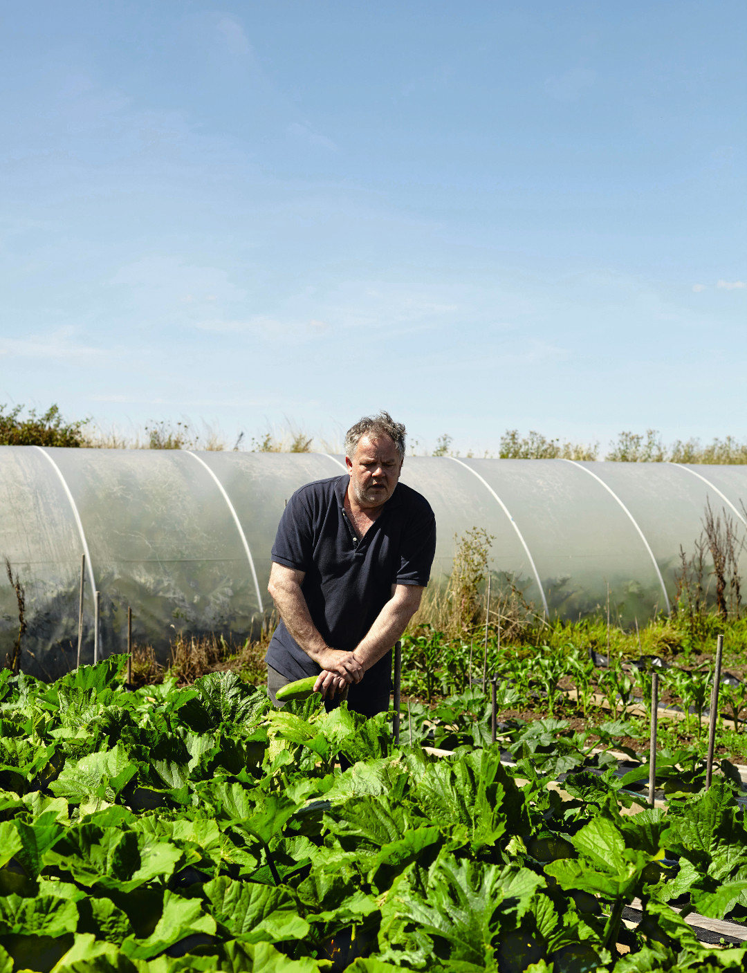 Chef Stephen Harris in his vegetable plot beside The Sportsman, in Seasalter, UK