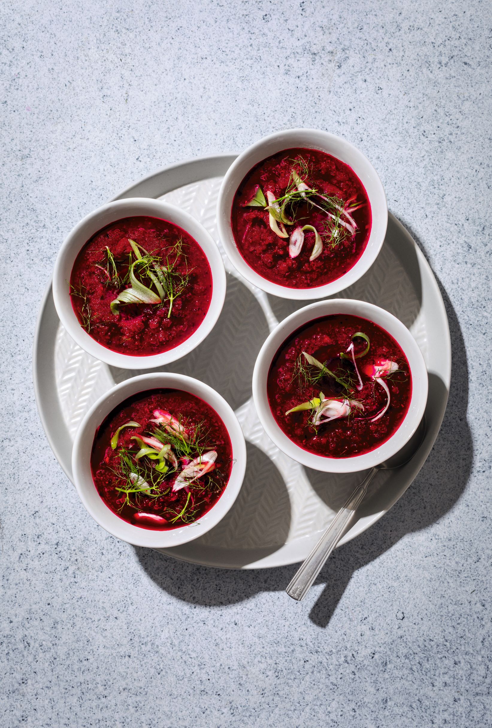 Beet and Fennel Gazpacho, as featured in The Vegetarian Silver Spoon