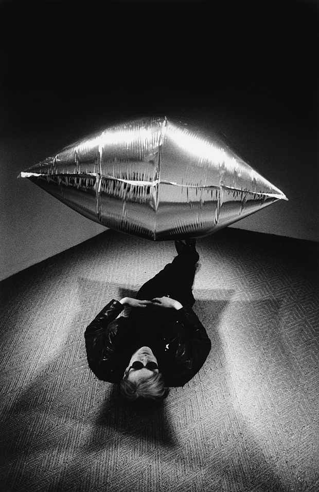 Andy Warhol and a Silver Cloud, at the Castelli Gallery, New York 1965, by Steve Schapiro. From Warhol Underground