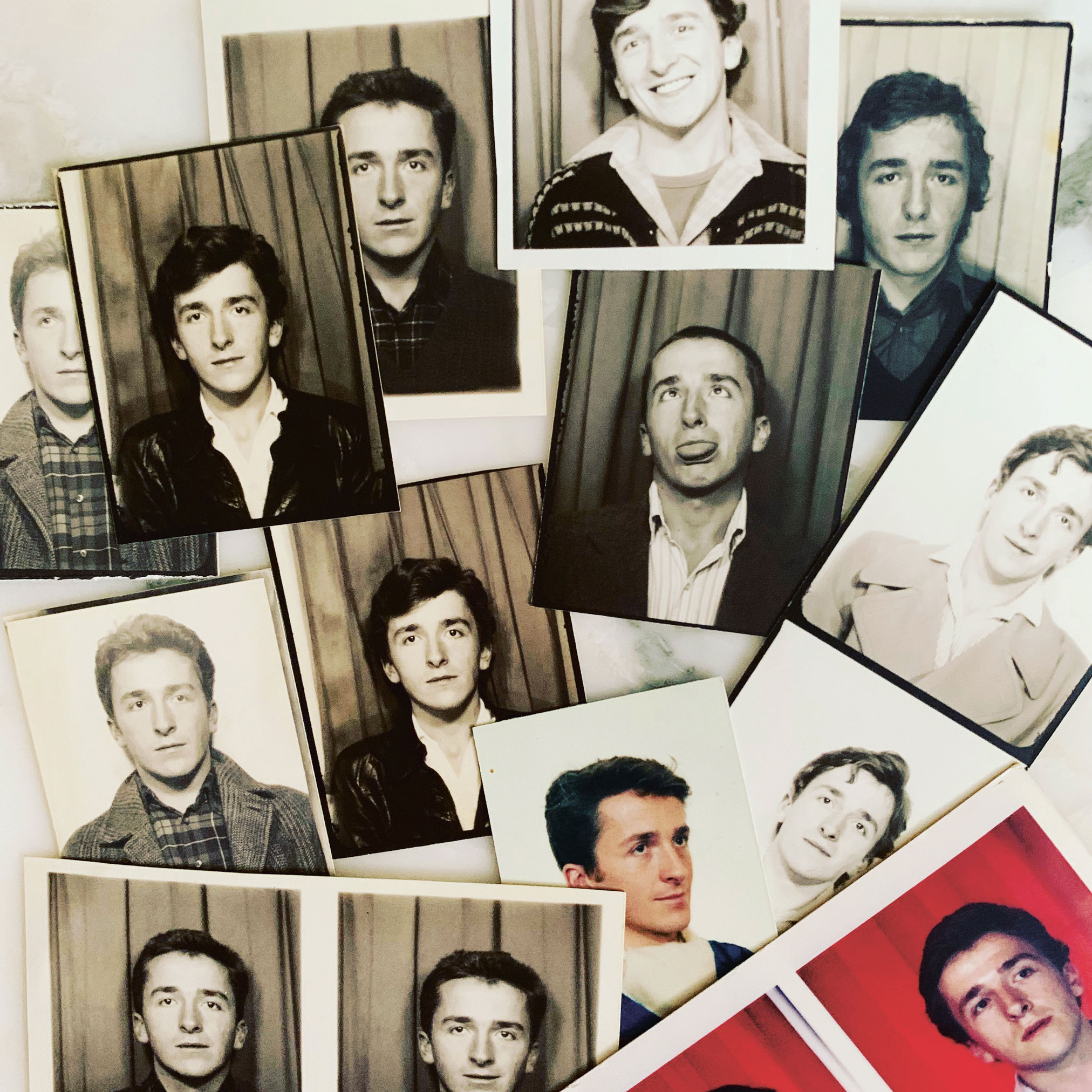 A series of photobooth portraits of Simon Doonan