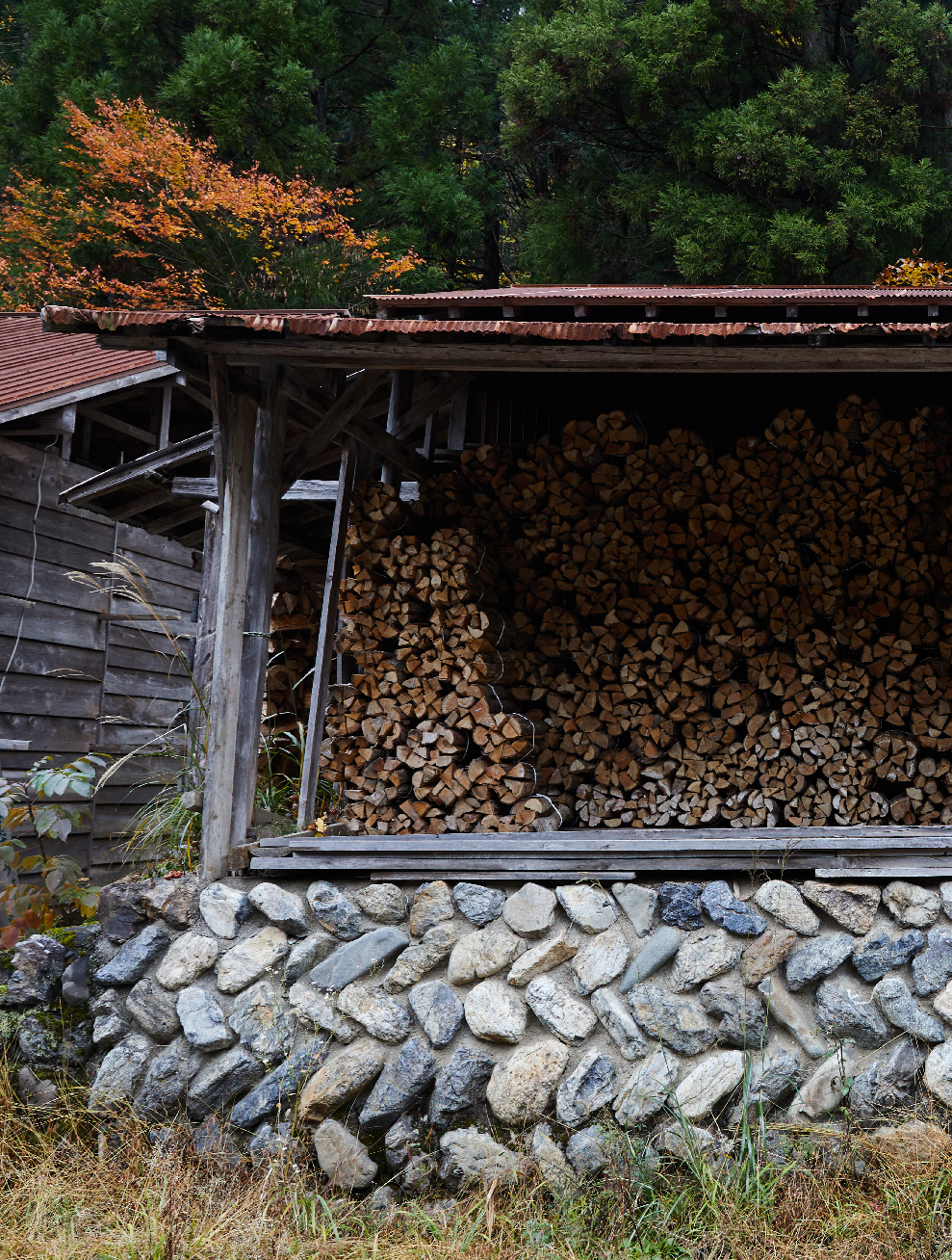 A stack of wood from monk. All photographs by Yuka Yanazume 