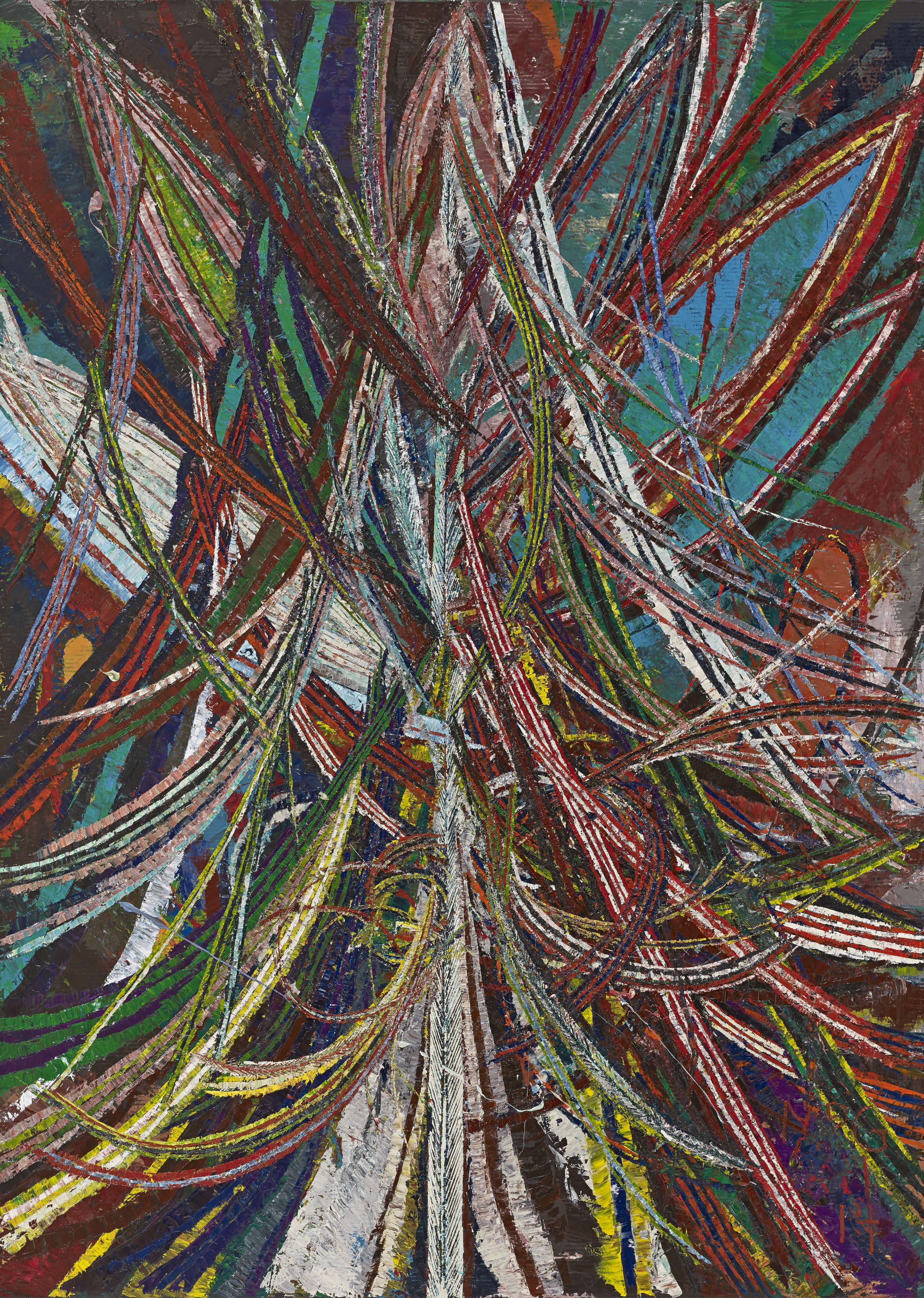 Mark Grotjahn, Untitled (Circus No. 12 Face 44.30), 2014. Oil on cardboard mounted on linen. © Mark Grotjahn. Photo: Douglas M. Parker Studio