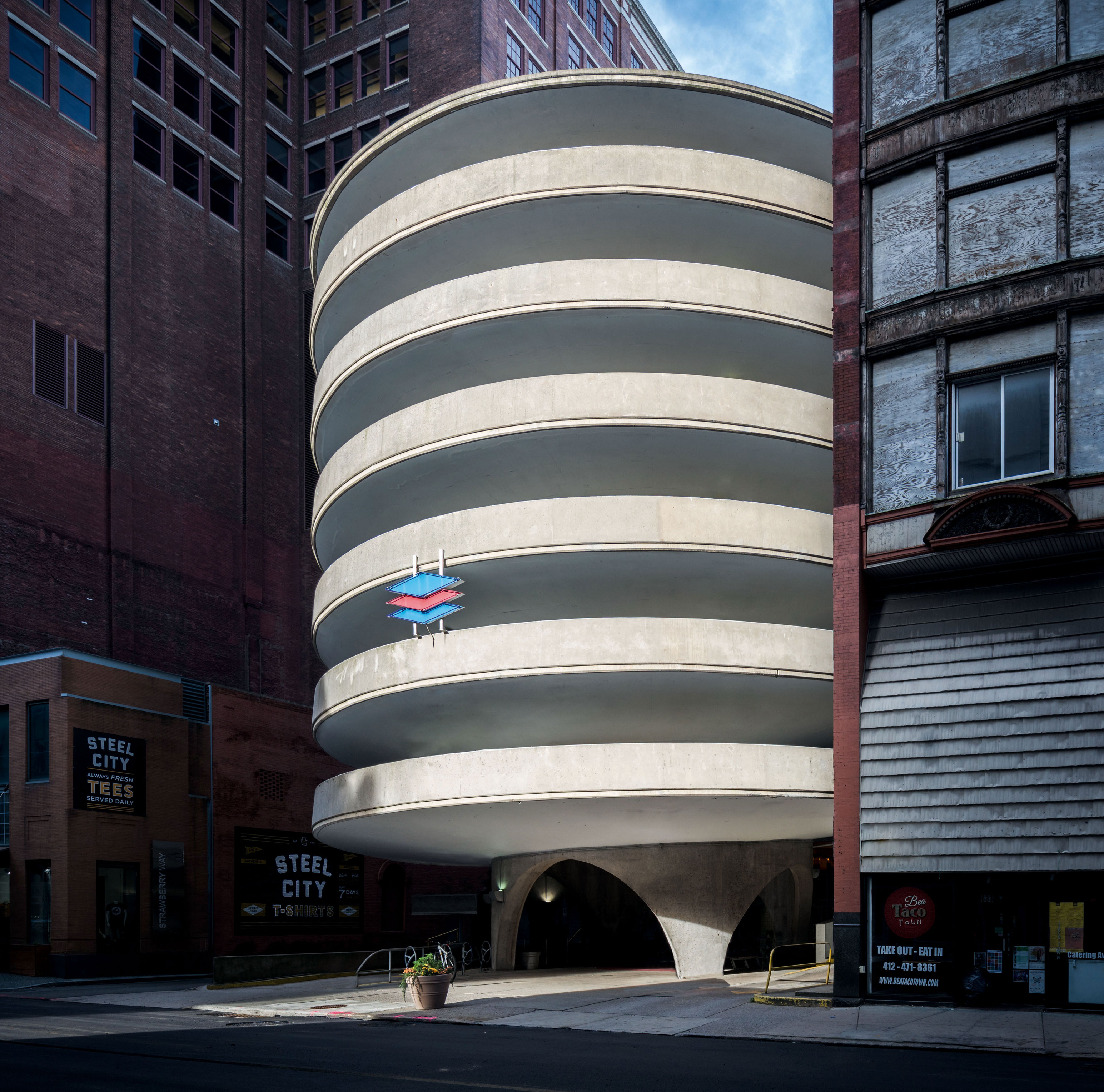 Smithfield Liberty Garage, Altenhof and Bown, photograph by Darren Bradley. As featured in Mid-Century Modern Architecture Travel Guide: East Coast