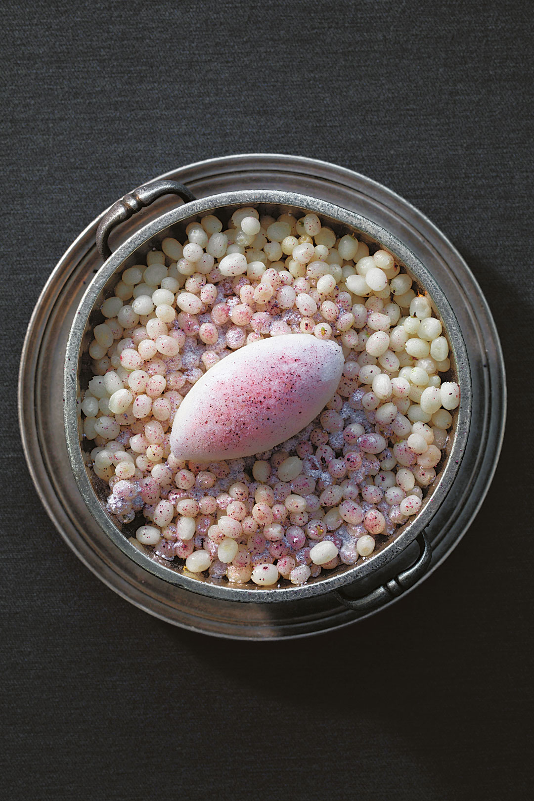 Snowberries, Snowberry Sherbet and Blueberry Powder. Photography: John Cullen 