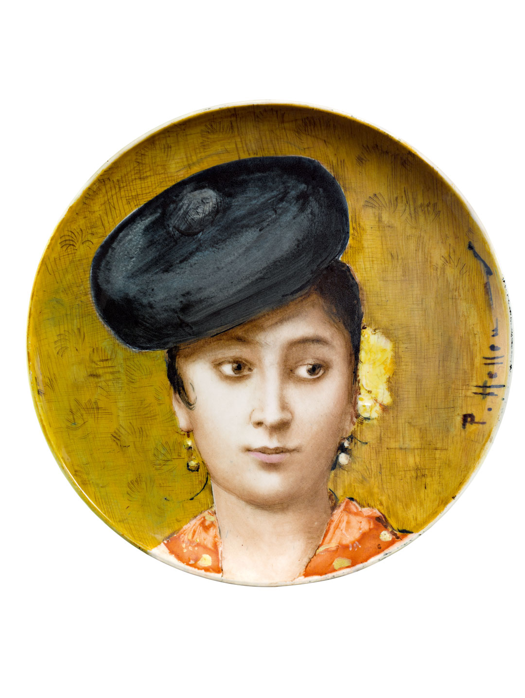 Théodore Deck; Paul César Helleu (painter); ca. 1885, earthenware, 11½ in. (29.2 cm) diam.; from ‘Plates & Chargers’ chapter. © V. NIKITENKO/BIGSTOCKPHOTO.COM