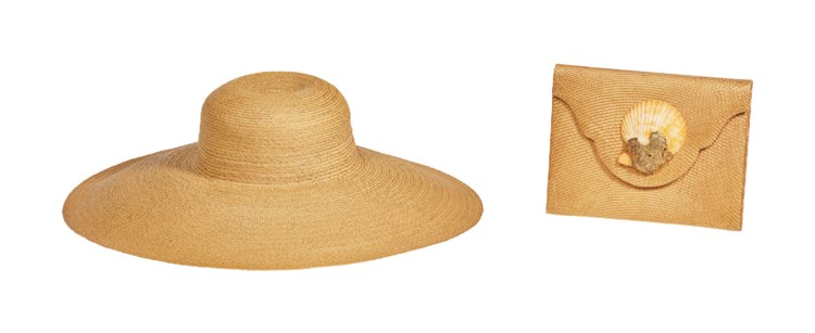 Straw hat and clutch purse by Yves Saint Laurent. The hat was worn by Catherine Deneuve in the 1969 film, the Mermaid of Mississippi. Image courtesy of Christie's