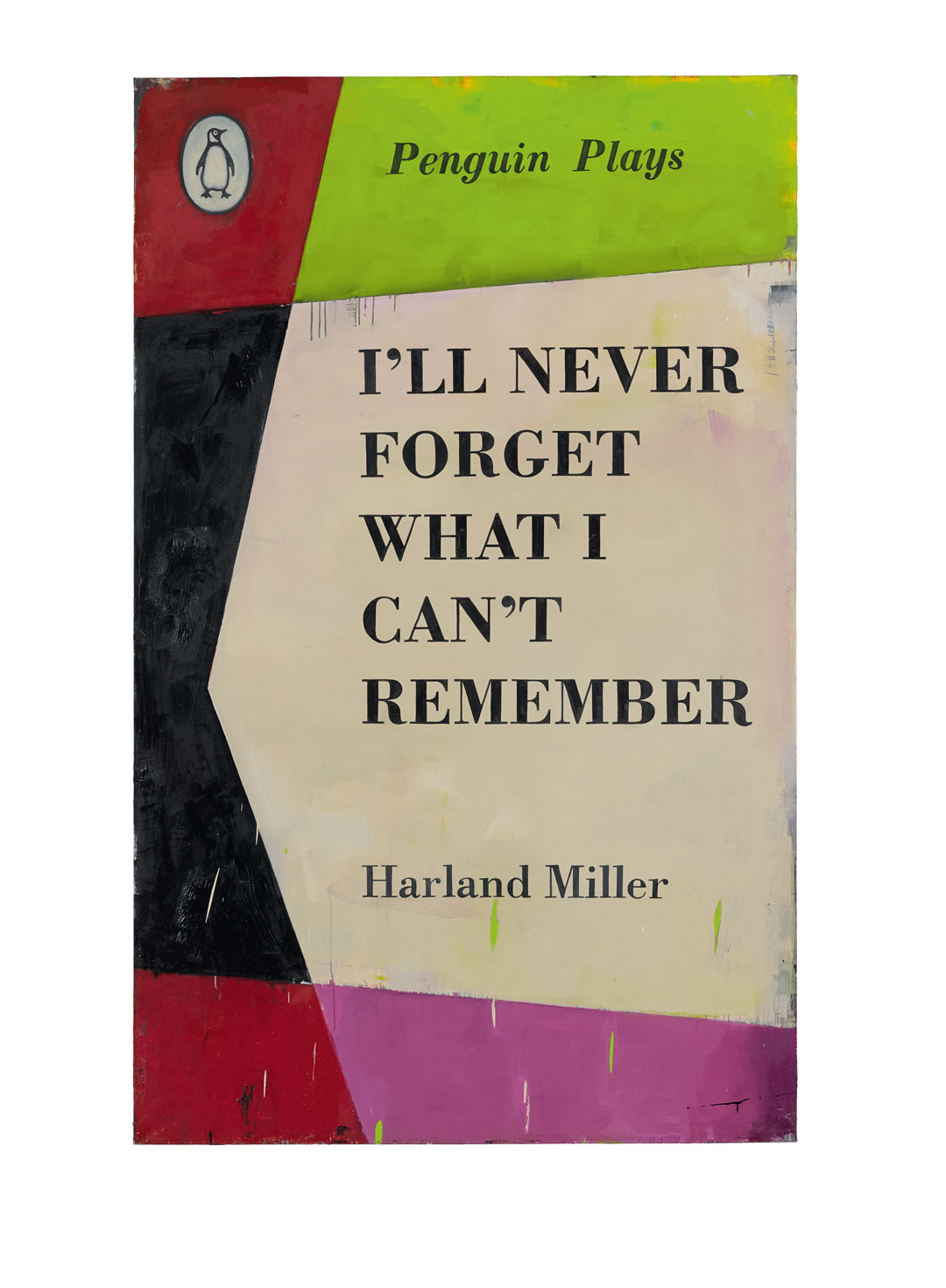 I’ll Never Forget What I Can’t Remember, 2013, oil on canvas, 252 × 156 cm (99 3/16 × 61 7/16 in). © Harland Miller