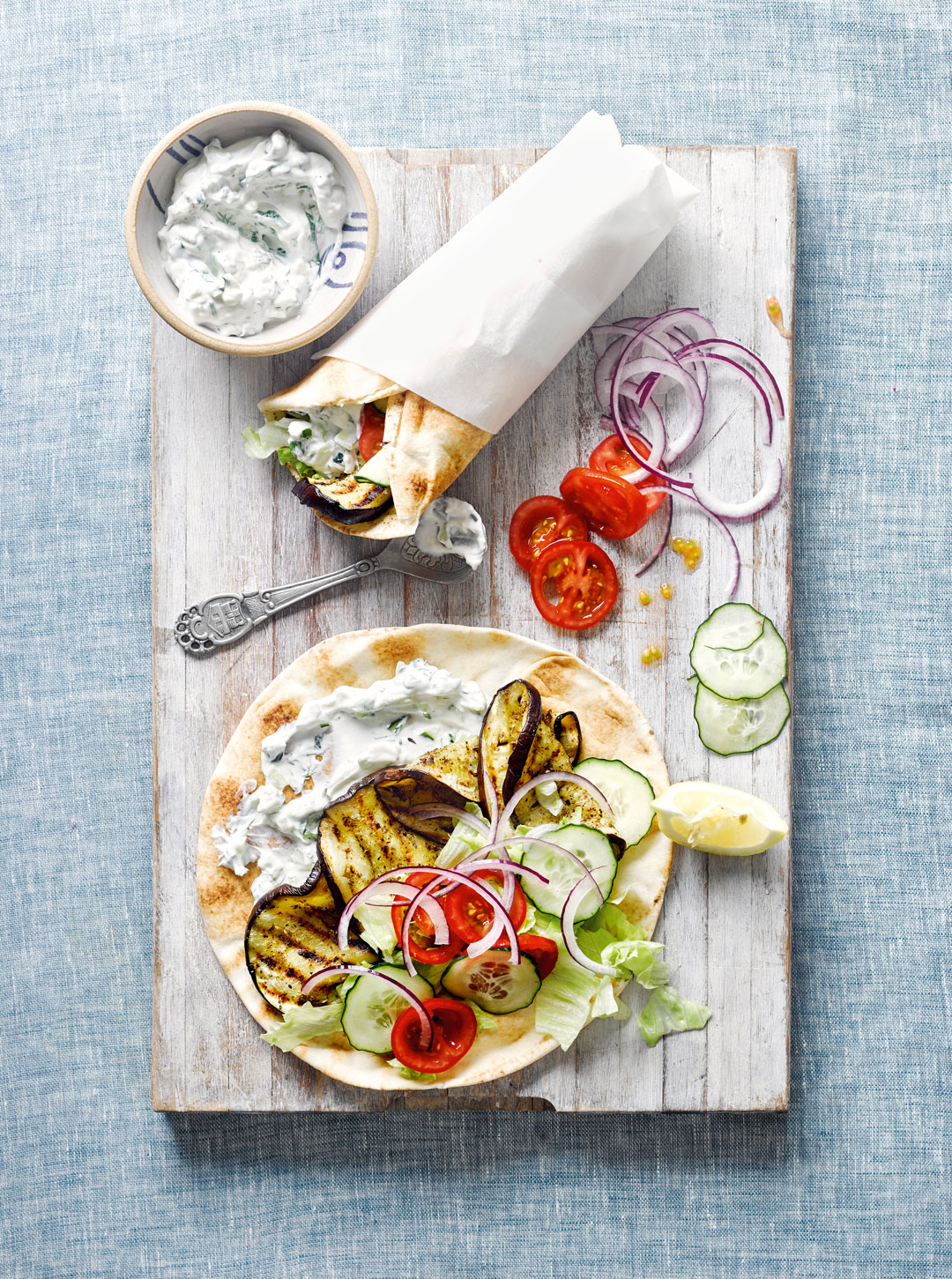 Eggplant gyros from The Greek Vegetarian Cookbook