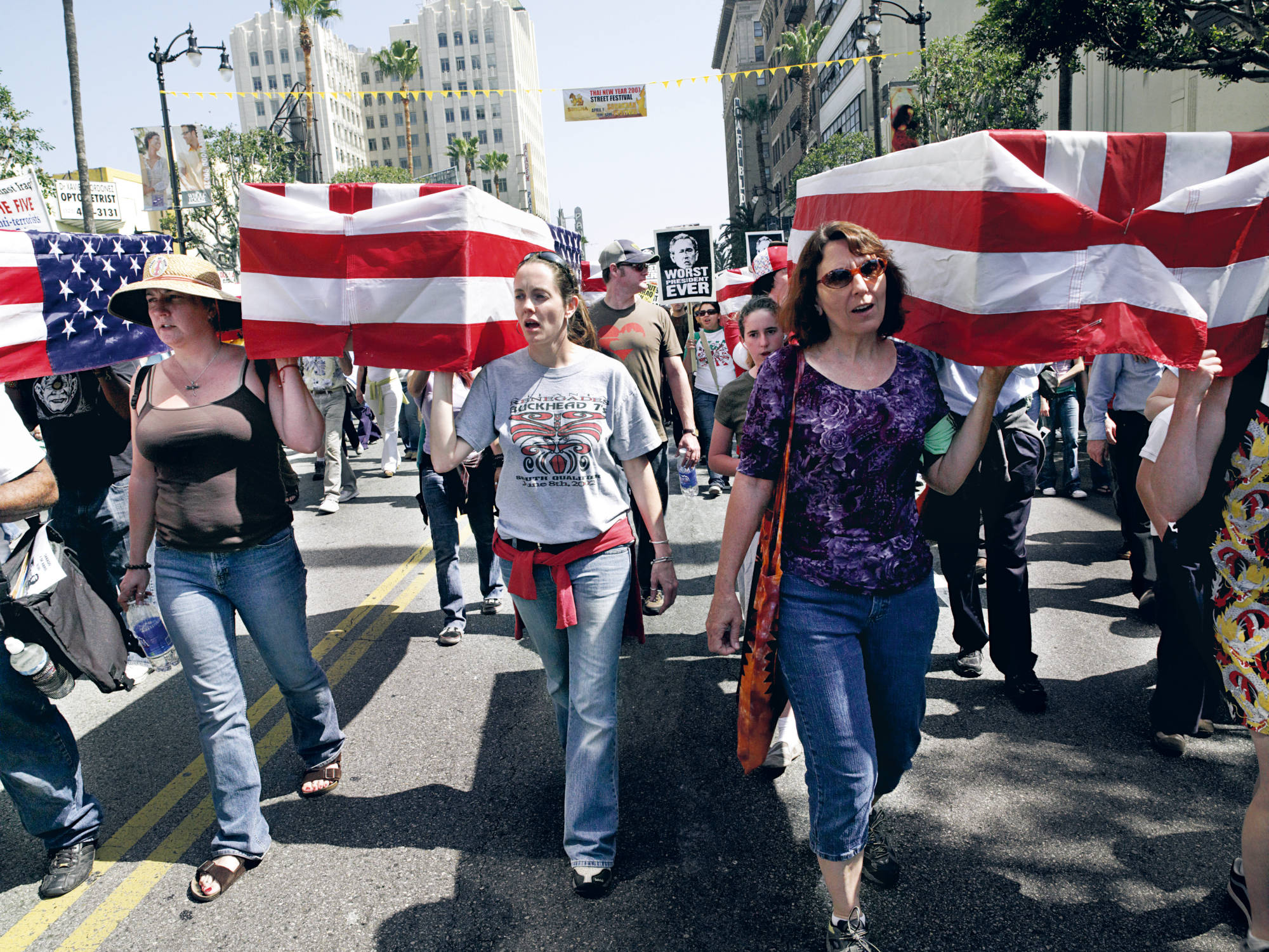 Untitled #5 (Peace March, Los Angeles, CA), 2007. Chromogenic print, 18 × 24 in. (45.7 × 61 cm). Courtesy the artist and Regen Projects, Los Angeles; Lehmann Maupin, New York/Hong Kong/Seoul/London; Thomas Dane Gallery, London and Naples; and Peder Lund, Oslo 