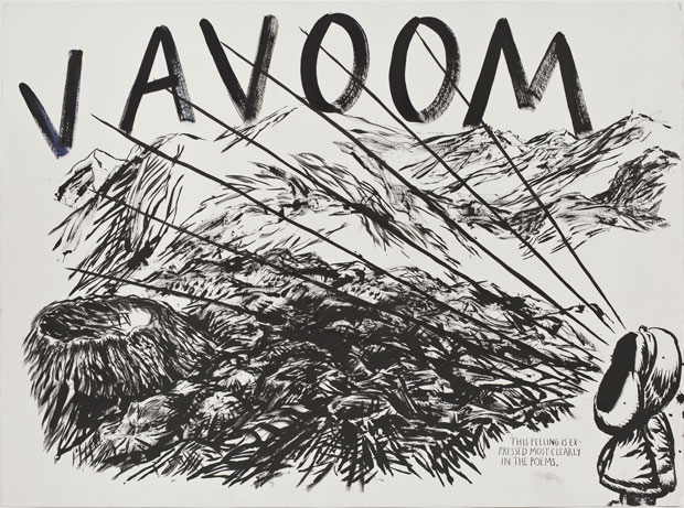 raymond pettibon often complicates the meanings of his drawings with