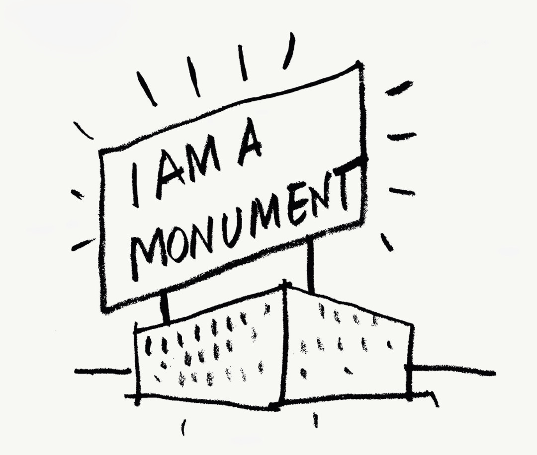Robert Venturi and Denise Scott Brown, I am a Monument, 1972, ink on paper. Picture credit: Architectural Archives of the University of Pennsylvania | Venturi, Scott Brown Collection. From Drawing Architecture 