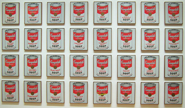 andy warhol campbell's soup can paintings on display