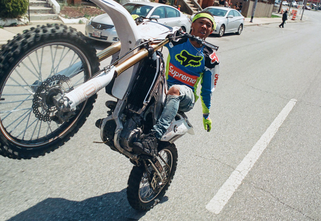 Chino wears the Supreme®/Fox Racing® collection. Photo by Gogy Esparza, 2018, from our new Supreme book