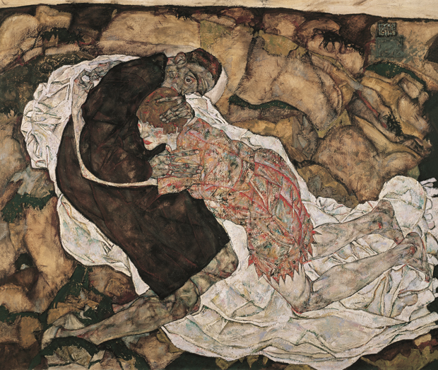 Egon Schiele, Death and the Maiden, 1915, oil on canvas, 150.5 x 180 cm (59¼ x 70¾ in) Belvedere, Vienna (© Belvedere, Vienna)