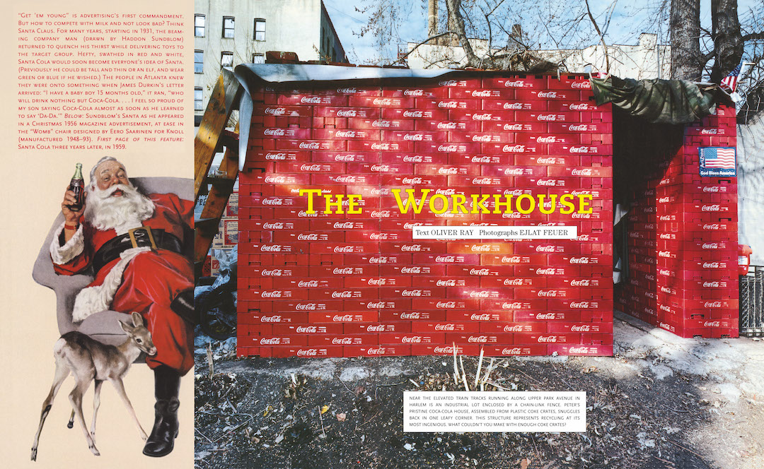 Nest 19, Winter 2002-03. The Workhouse. (Peter’s Coca-Cola house, assembled from plastic Coke crates, Harlem, New York, NY). Photograph: Ejlat Feuer.