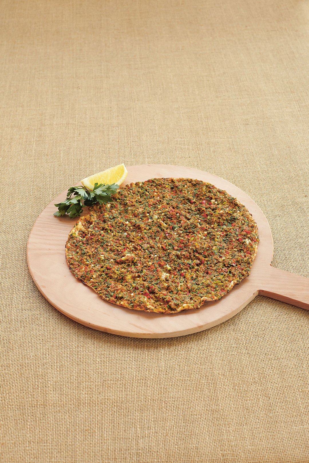 Lahmacun, from The Turkish Cookbook